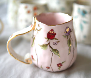 "Pink & Red Floral" Petite Mug