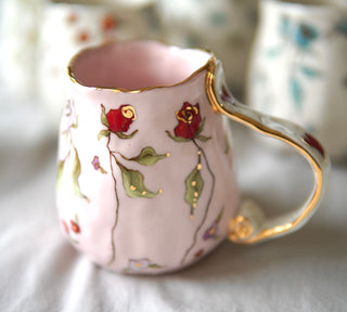 "Pink & Red Floral" Petite Mug