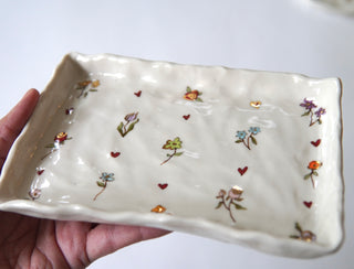 Floral + Heart Pattern Rectangular Dish