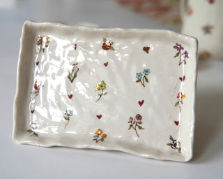 Floral + Heart Pattern Rectangular Dish