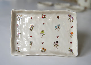 Floral + Heart Pattern Rectangular Dish