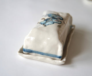 Blue Birds Butter Dish