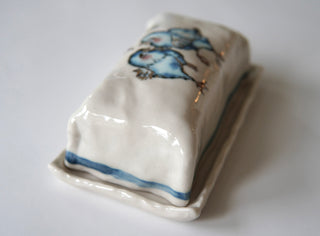 Blue Birds Butter Dish