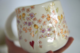 Lilac & Peach Floral Large Mug