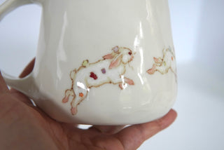 White Flower Bunnies Mug