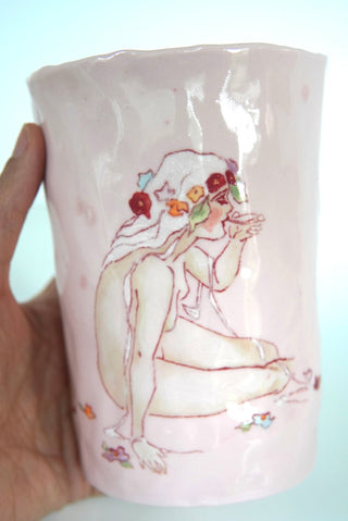 Pink-stained Sitting Nymph Large Vessel