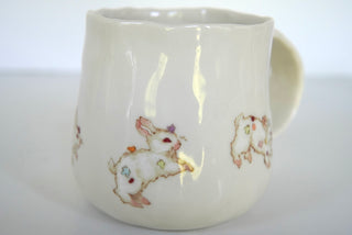 White Flower Bunnies Mug