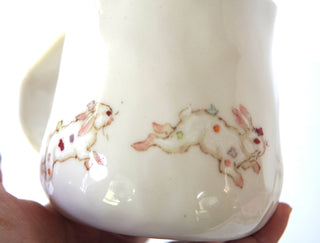 White Flower Bunnies Mug