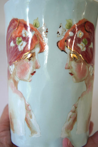 Two Girls Blue Large Vessel