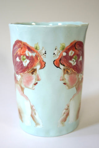 Two Girls Blue Large Vessel