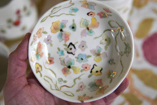 Pastel Flowers and Bows Petite Trinket Dish