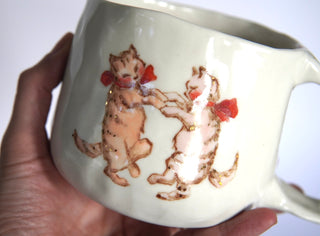 Dancing Kitties with Flower Handle Mug