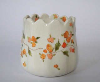 Warm Toned Floral Scalloped Vessel