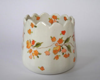 Warm Toned Floral Scalloped Vessel