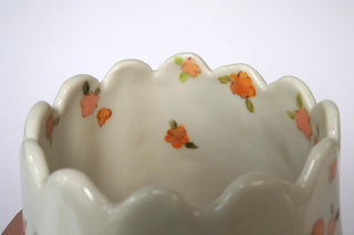 Warm Toned Floral Scalloped Vessel